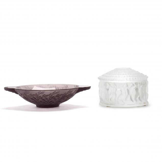 LALIQUE CRYSTAL BOX AND DISH