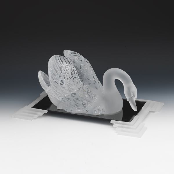 LALIQUE CRYSTAL "CYGNE" 7" x 14