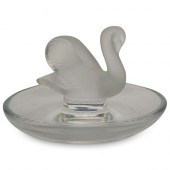 LALIQUE CRYSTAL CYGNE PIN TRAY