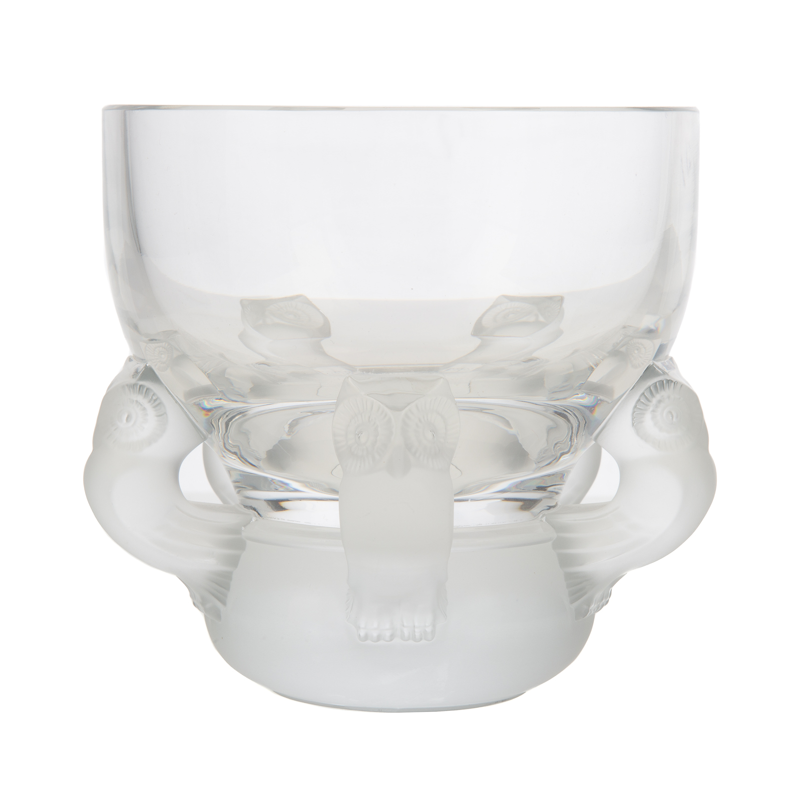 LALIQUE CRYSTAL HIBOUX BOWL Clear