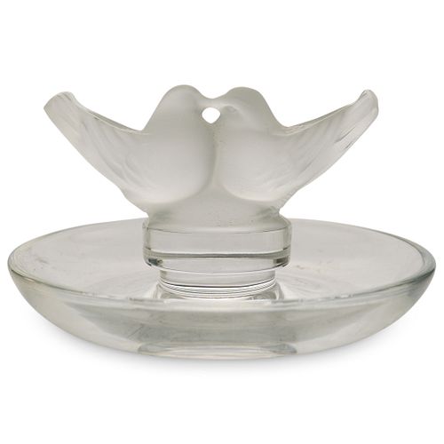 LALIQUE CRYSTAL "LOVEBIRDS" PIN