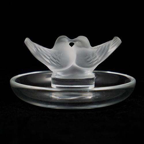 LALIQUE CRYSTAL "LOVEBIRDS" PIN