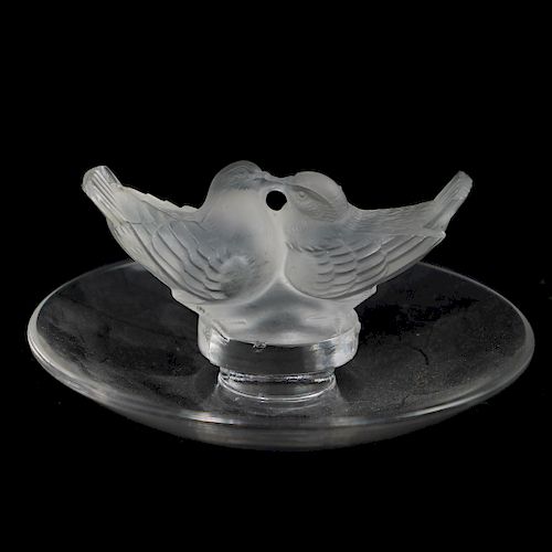 LALIQUE CRYSTAL "LOVEBIRDS" PIN