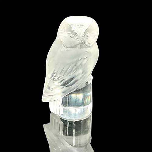 LALIQUE CRYSTAL OWL PAPERWEIGHTA