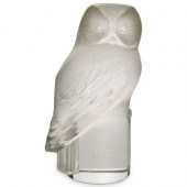 LALIQUE CRYSTAL OWL PAPERWEIGH