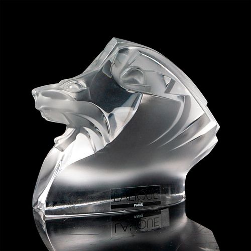 LALIQUE CRYSTAL PAPERWEIGHT, KING
