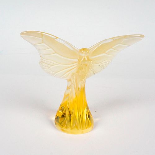 LALIQUE CRYSTAL PAPERWEIGHT, YELLOW