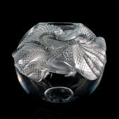 LALIQUE CRYSTAL ROUND VASE, ER