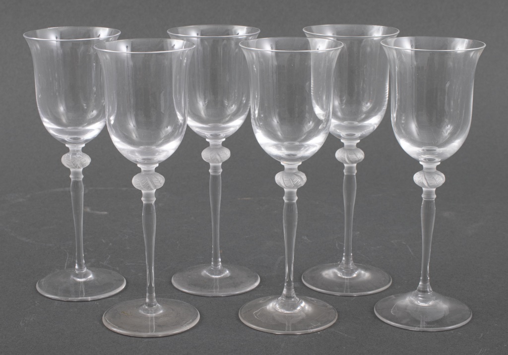 LALIQUE CRYSTAL SHERRY GLASSES, 6
