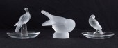 LALIQUE CRYSTAL SPARROW AND 2
