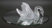 LALIQUE CRYSTAL SWAN ON MIRROR