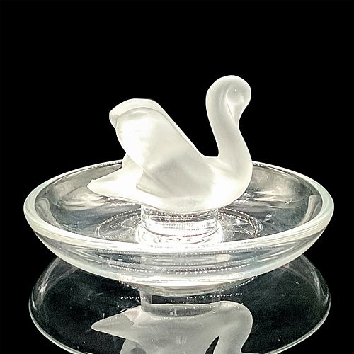 LALIQUE CRYSTAL SWAN RING TRAYA