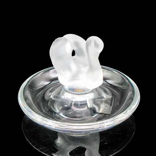 LALIQUE CRYSTAL SWAN RING TRAYClear