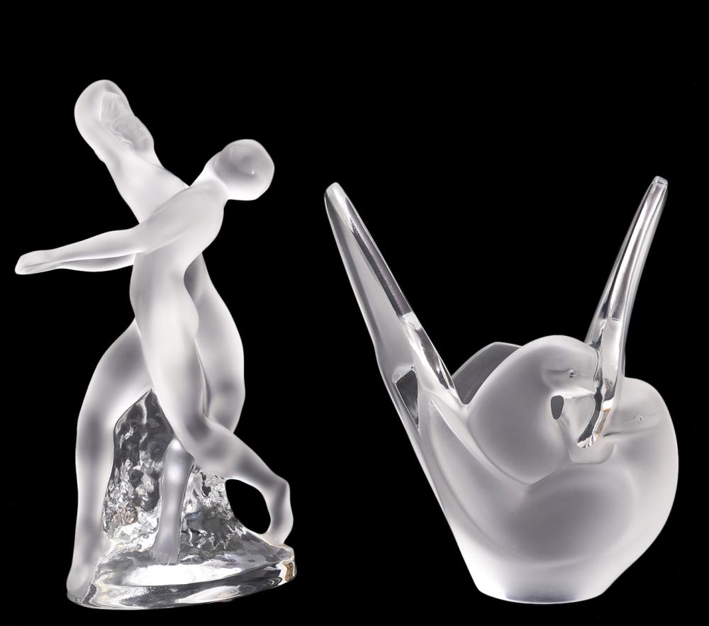 LALIQUE CRYSTAL SYLVIE VASE AND