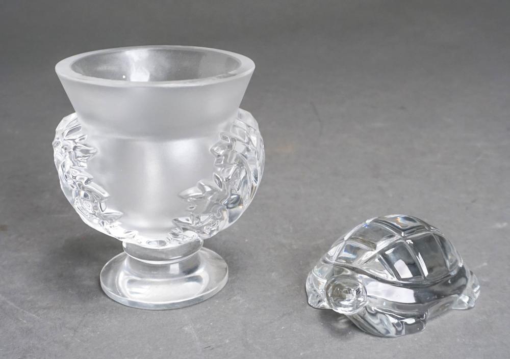 LALIQUE CRYSTAL VASE AND A BACCARAT