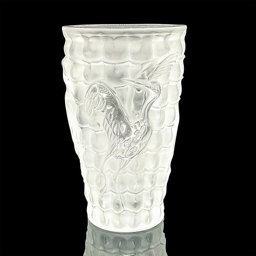 LALIQUE CRYSTAL VASE, IBISA frosted
