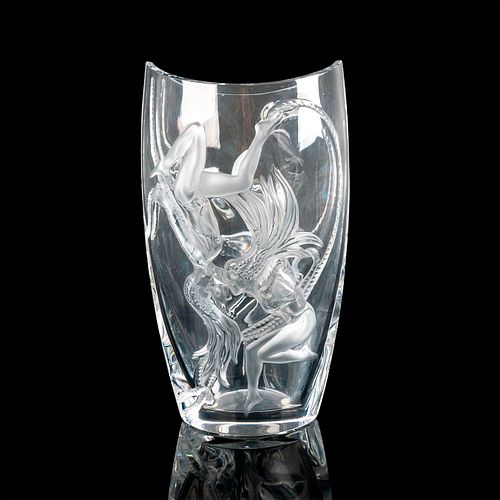 LALIQUE CRYSTAL VASE, TRAPEZE