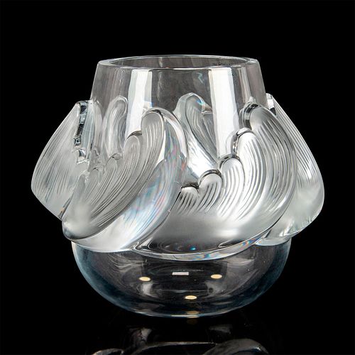 LALIQUE CRYSTAL VASE, VAGUESLarge