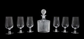 LALIQUE DECANTER AND SIX 'MURA