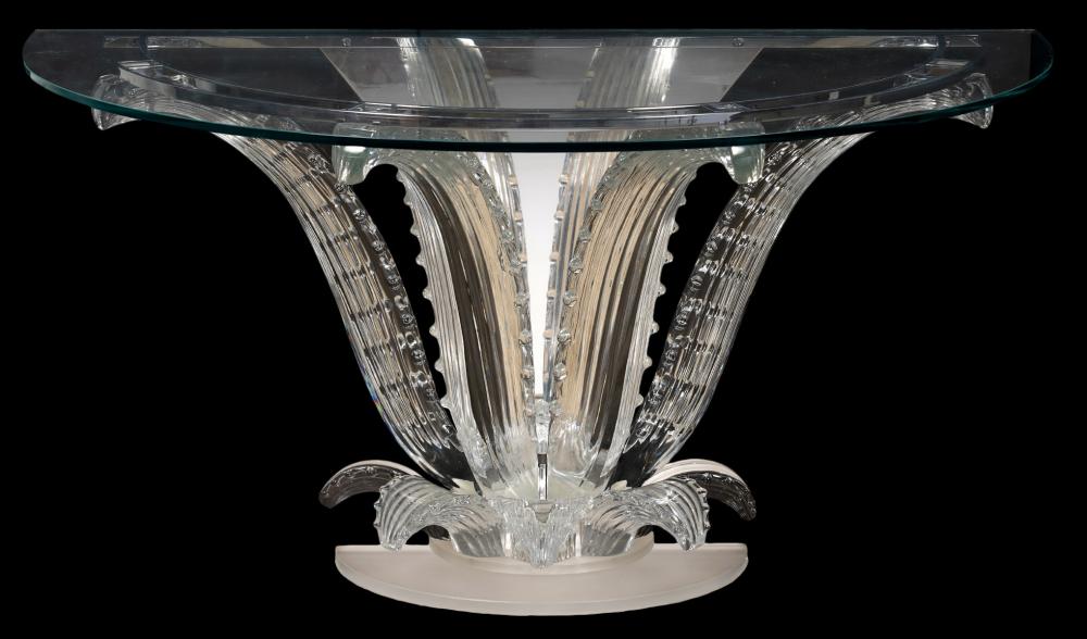 LALIQUE DEMILUNE CACTUS CONSOLE