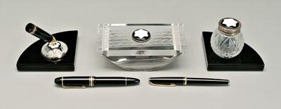 Lalique desk set, Mont Blanc