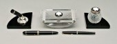 Lalique desk set, Mont Blanc p
