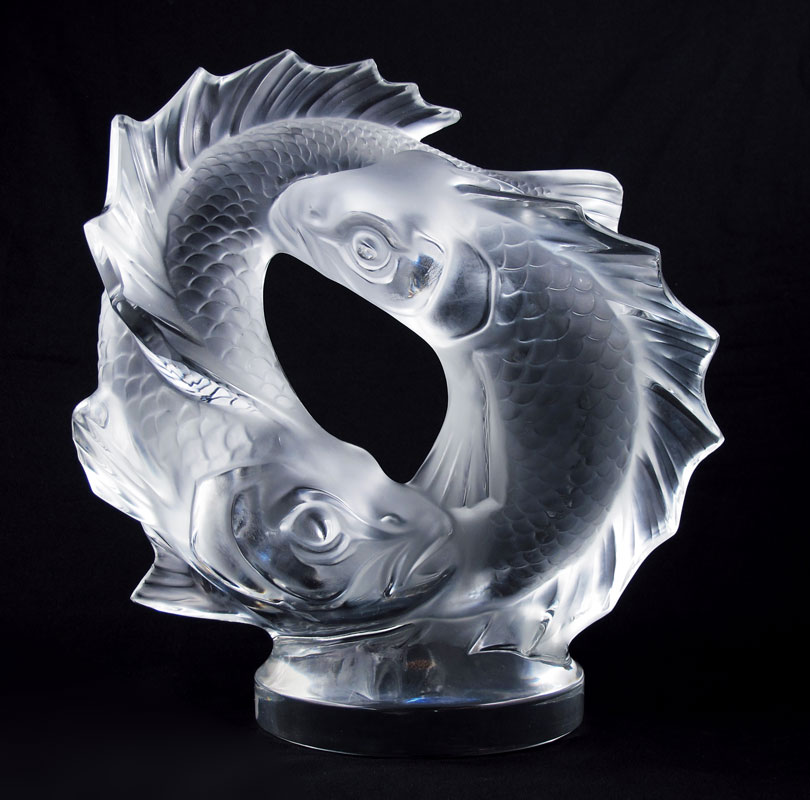 LALIQUE DEUX POISSONS FIGURAL KOI