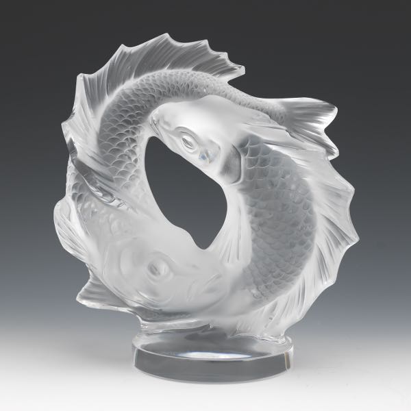 LALIQUE" DEUX POISSONS" SCULPTURE
