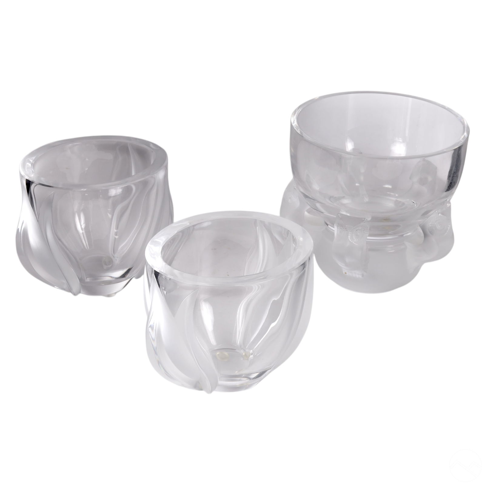 LALIQUE DEUX TULIPES & HIBOUX