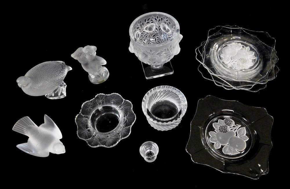 LALIQUE, ETC., TWELVE PIECES OF