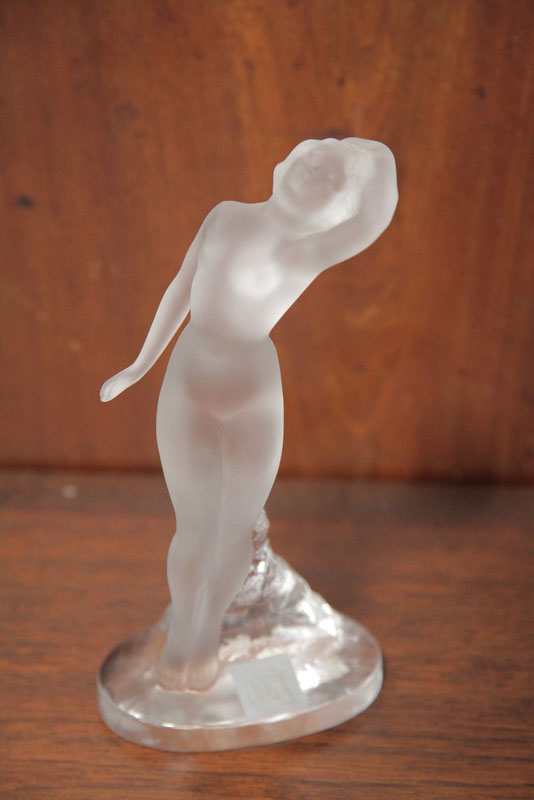 LALIQUE FIGURE. Frosted glass