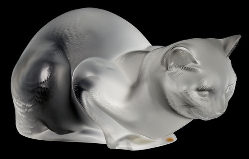 LALIQUE FRANCE CHAT COUCHE