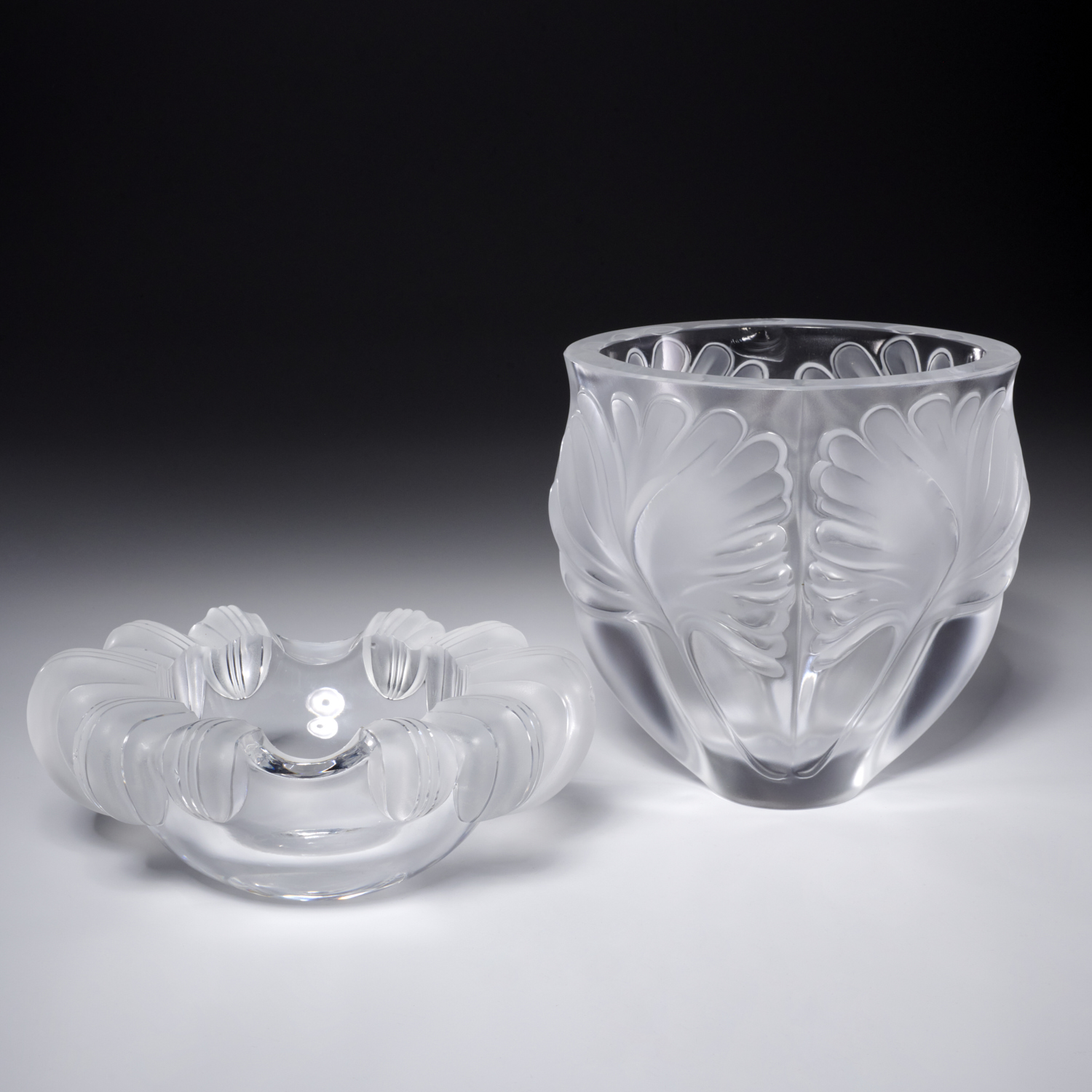 LALIQUE, FRANCE CRYSTAL VASE AND