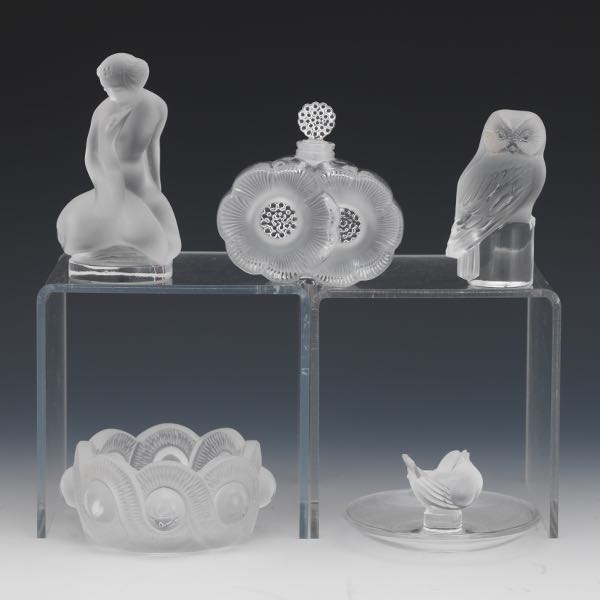 LALIQUE FRANCE FIVE CRYSTAL TABLE