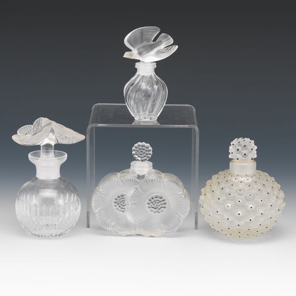 LALIQUE FRANCE THREE PERFUME BOTTLE