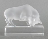 LALIQUE FRENCH GLASS BULL PAPE