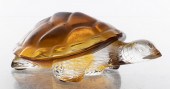 LALIQUE FROSTED AMBER GLASS "T