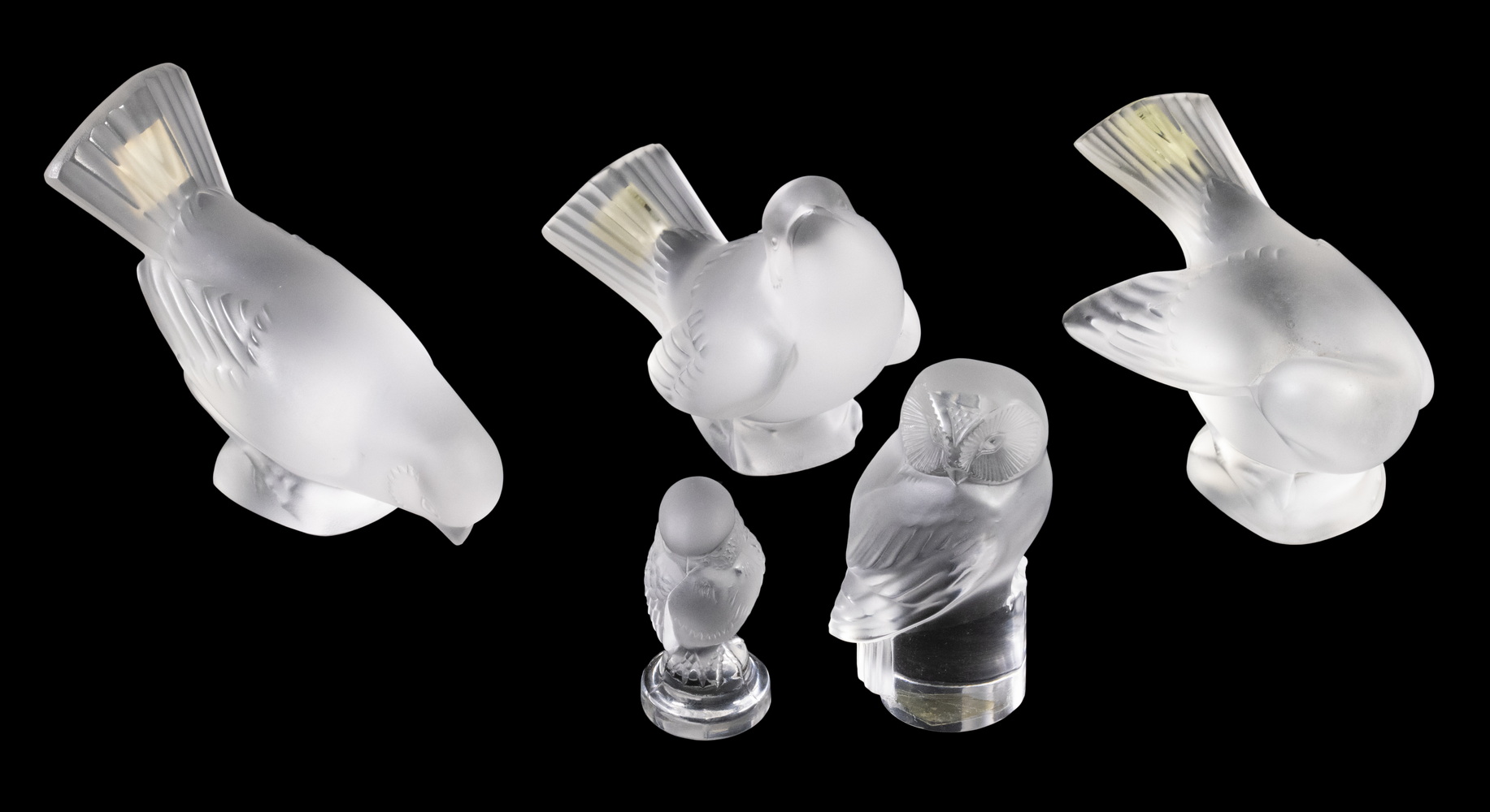 LALIQUE FROSTED ART GLASS BIRDS Lot