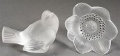 LALIQUE FROSTED CRYSTAL BIRD A