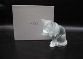 LALIQUE FROSTED CRYSTAL CAT SC