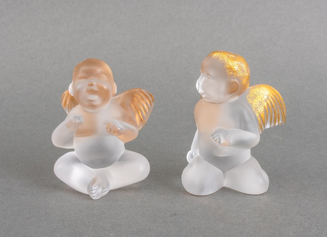 LALIQUE FROSTED CRYSTAL CHERUB
