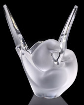LALIQUE FROSTED CRYSTAL DOVE &