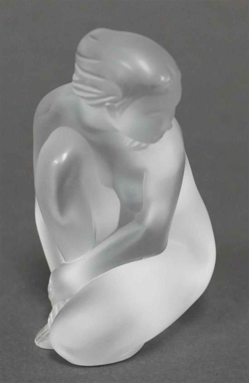 LALIQUE FROSTED CRYSTAL SEATED