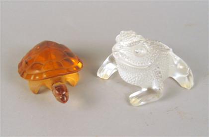 Lalique frosted glass frog and