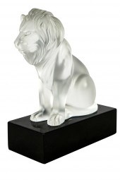 LALIQUE FROSTED GLASS LION FIG