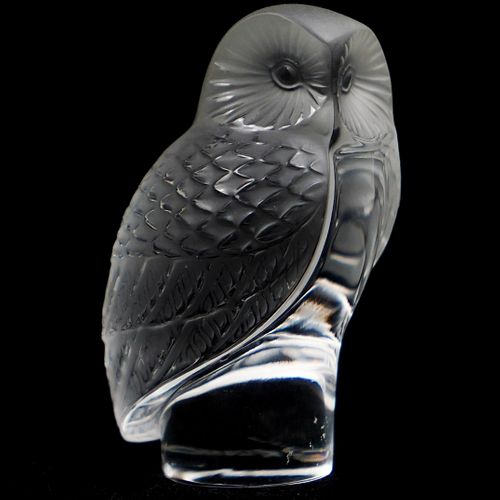 LALIQUE FROSTED GLASS OWL