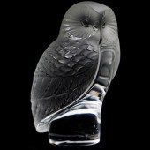 LALIQUE FROSTED GLASS OWL PAPE