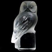 LALIQUE FROSTED GLASS OWL PAPE