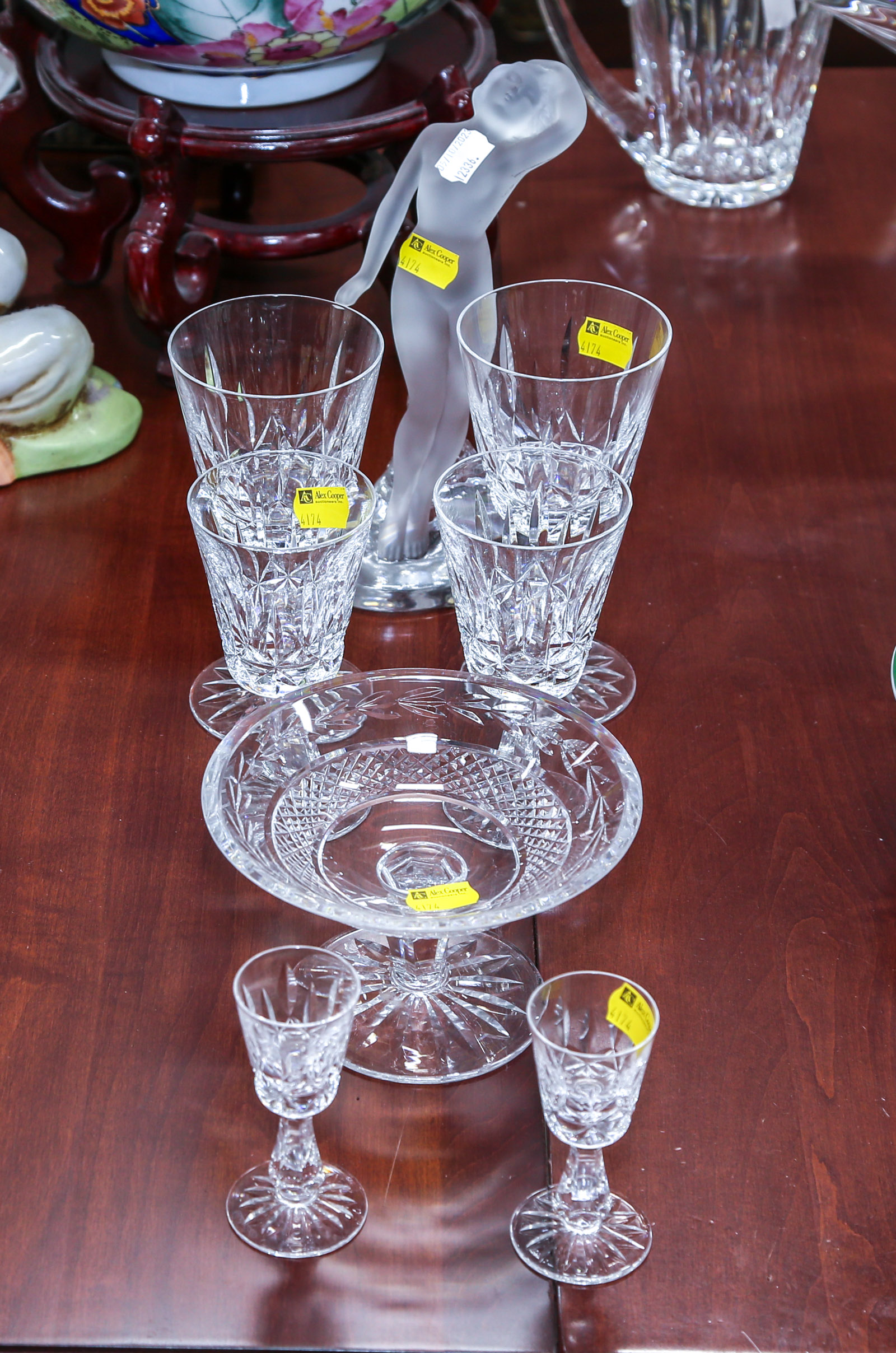 LALIQUE GLASS FIGURE & SEVEN PIECES