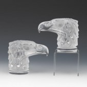LALIQUE GLASS PAIR OF CAR MASC